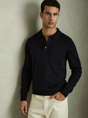 Reiss | Merino Wool Polo Shirt in Navy