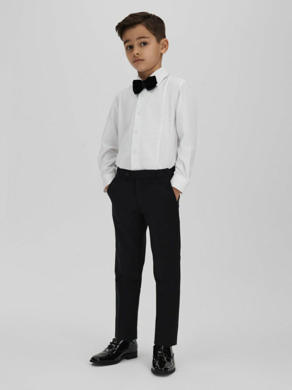 Reiss | 3-9 yrs Slim Fit Textured Bib Dinner Shirt in White