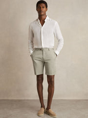 Reiss | Cotton Chino Shorts With Stretch in Soft Sage