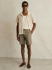 Reiss | Oe Hampton Cotton Chino Shorts with Stretch in Taupe