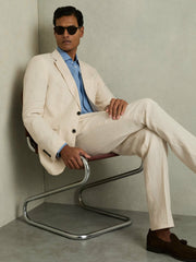 Reiss | Slim-Fit Single Breasted Linen Blazer in Stone