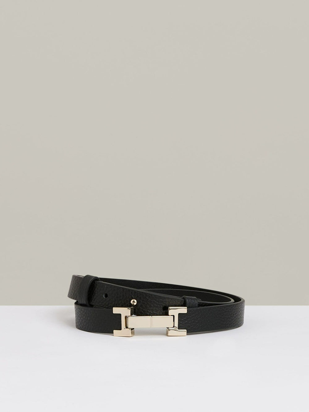 Reiss | Leather Square Hinge Belt in Black