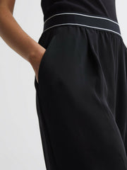 Reiss | Wide Leg Elasticated Trousers in Black