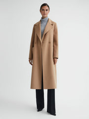 Reiss | Long Wool Blend Blindseam Coat in Camel