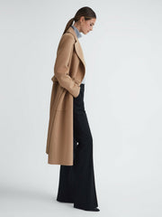Reiss | Long Wool Blend Blindseam Coat in Camel