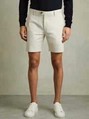 Reiss | Short Length Casual Chino Shorts in Chalk