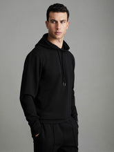 Reiss | Interlock Jersey Drawstring Hoodie in Black