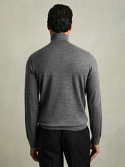 Reiss | Slim Fit Merino Wool Roll Neck Jumper in Derby Grey Marl
