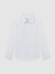 Reiss | 9-14 yrs Slim Fit Textured Bib Dinner Shirt in White