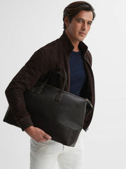 Reiss | Leather Holdall in Chocolate
