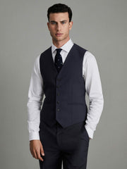 Reiss | Modern Fit Wool Blend Waistcoat in Navy