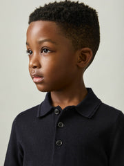 Reiss | 3-9 yrs Merino Wool Polo Shirt in Navy