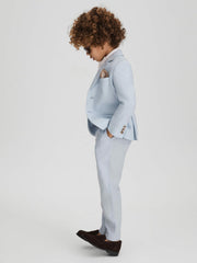 Reiss | 9-13 yrs Slim Fit Linen Adjustable Trousers in Soft Blue