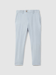 Reiss | 9-13 yrs Slim Fit Linen Adjustable Trousers in Soft Blue