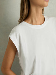 Reiss | Cotton Capped Sleeve T-Shirt in White
