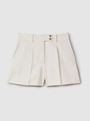 Reiss | Front Pleat Tailored Shorts in Cream