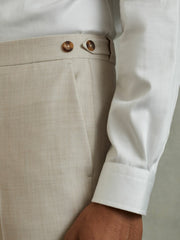 Reiss | Slim Fit Side Adjuster Trousers in Stone