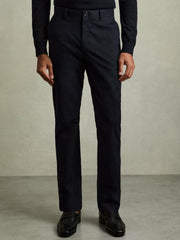 Reiss | Slim Fit Washed Cotton Blend Chinos in Navy