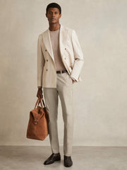 Reiss | Slim Fit Cotton Blend Chinos in Stone