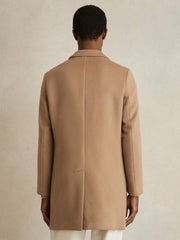 Reiss | Wool Blend Single Breasted Epsom Overcoat in Camel