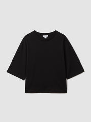 Reiss | Oversized Cotton Crew Neck T-Shirt in Black