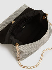 Reiss | Embellished Chainmail Shoulder Bag in Silver