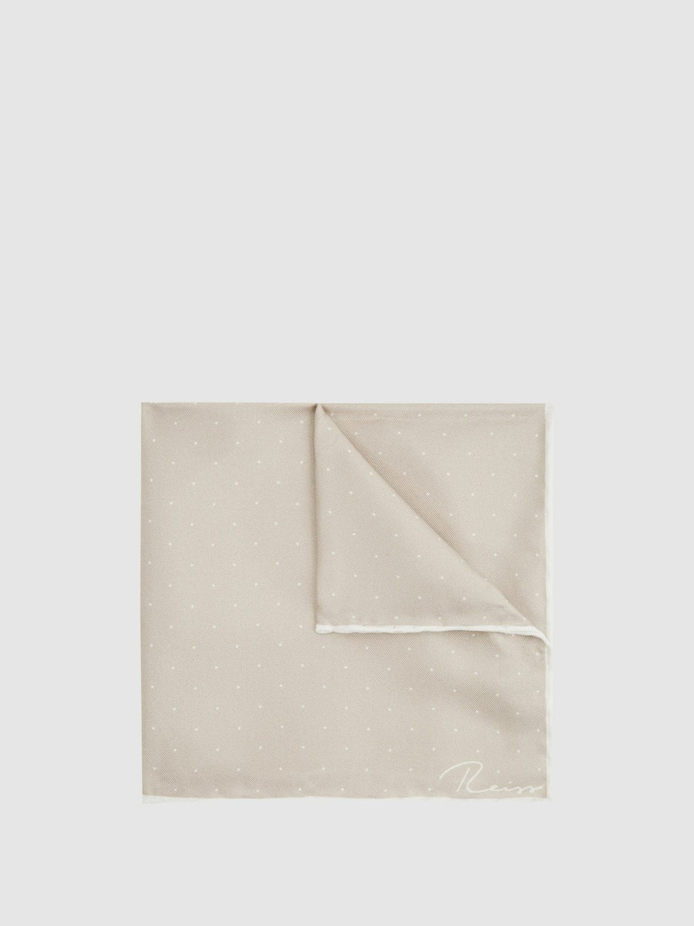Reiss | Polka Dot Silk Pocket Square in Stone