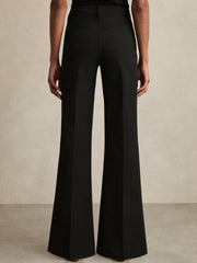 Reiss | Petite High Rise Flared Trousers in Black