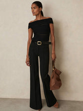 Reiss | High Rise Flared Trousers in Black