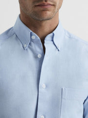 Reiss | Soft Wash Button Down Oxford Shirt in Soft Blue