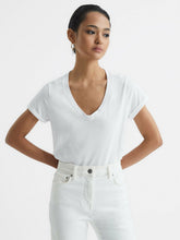 Reiss | Cotton-Jersey V-Neck T-Shirt in White
