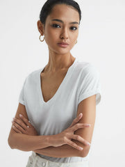 Reiss | Cotton-Jersey V-Neck T-Shirt in White