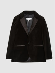 Reiss | 4-9 yrs Single Breasted Velvet Blazer in Black