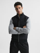 Reiss | Hybrid Quilted Gilet in Black