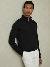 Reiss | Merino Wool Half-Zip Jumper in Black
