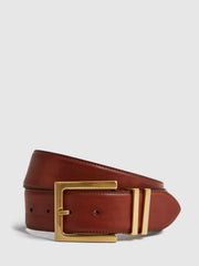 Reiss | Leather Square Buckle Belt in Tan