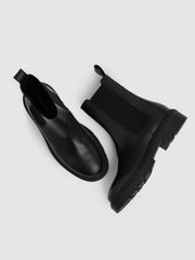 Reiss | Leather Cleated Sole Chelsea Boots in Black