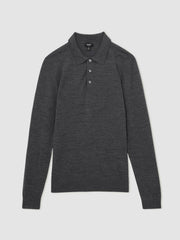 Reiss | Merino Wool Polo Shirt in Derby Grey Marl