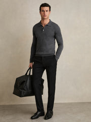 Reiss | Merino Wool Polo Shirt in Derby Grey Marl