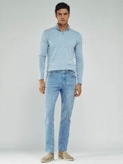 Reiss | Cotton-Stretch Slim-Fit Jeans in Light Blue Wash