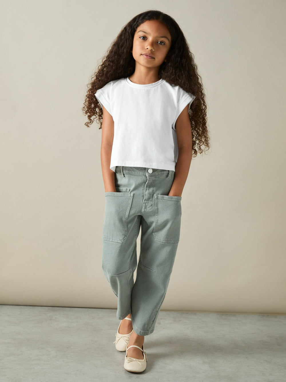 Reiss | 4-9 yrs Cotton-Jersey Cropped T-Shirt in White