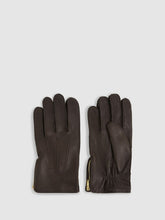 Reiss | Leather Zip-Side Gloves in Dark Brown