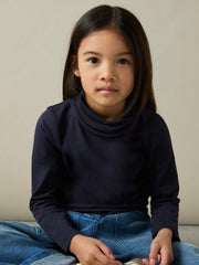 Reiss | 4-9 yrs Cotton-Jersey Roll-Neck Top with Stretch in Navy