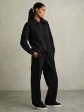 Reiss | Interlock Half-Zip Drawstring-Hem Sweatshirt in Black