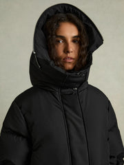 Reiss | Petite Concealed-Hood Puffer Coat in Black