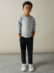 Reiss | 3-9 yrs Cotton Jersey Long Sleeve T-Shirts 3 Pack in White/Soft Grey/Navy