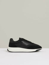 Reiss | Leather Suede Running Trainers in Black/White