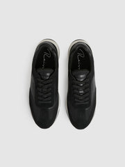 Reiss | Leather Suede Running Trainers in Black/White