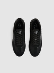 Reiss | Leather Suede Running Trainers in All Black