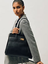 Reiss | Grained Leather Tote Bag in Black